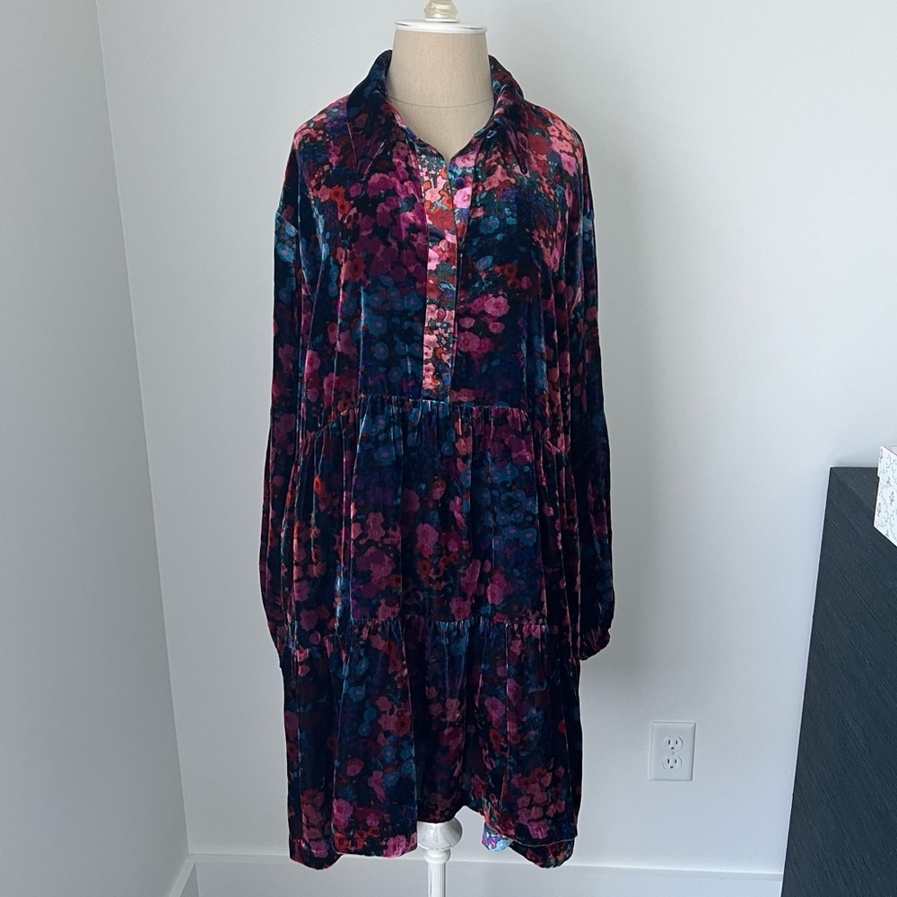 Anthropologie Maeve Jewel Tone Velvet Dress